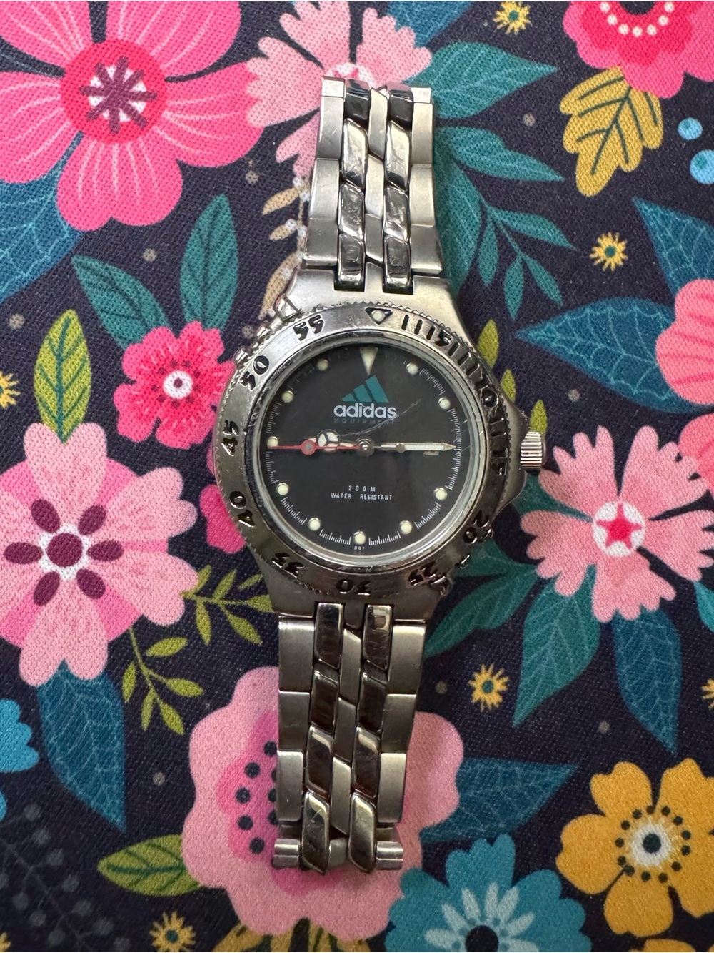 adidas Silver Stainless Steel Watch with Black Dial